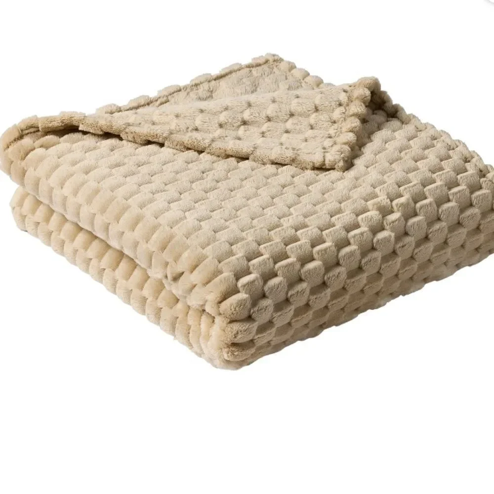 Better Homes and Gardens Papryus Beige Bubble Luxurious Throw Blanket